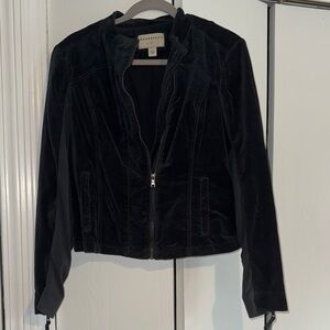 Velvet Bomber Jacket Zip-Front Closure